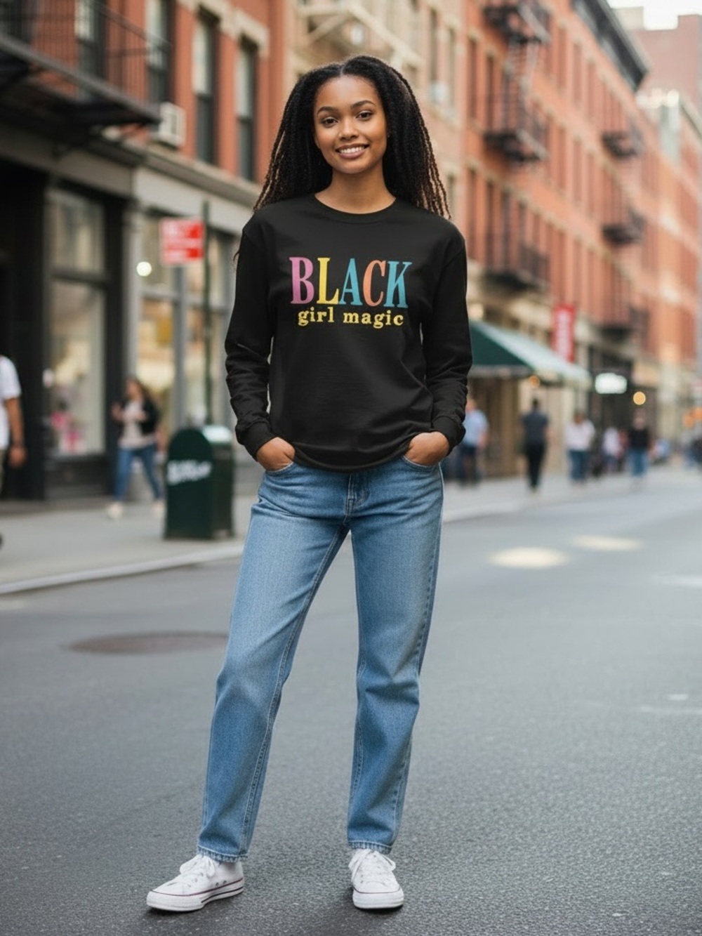 Black 'Black Girl Magic' Crewneck Sweatshirt - Black